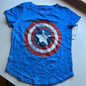 Marvel New Girl's Royal Heather Captain America Crew Neck tshirt.